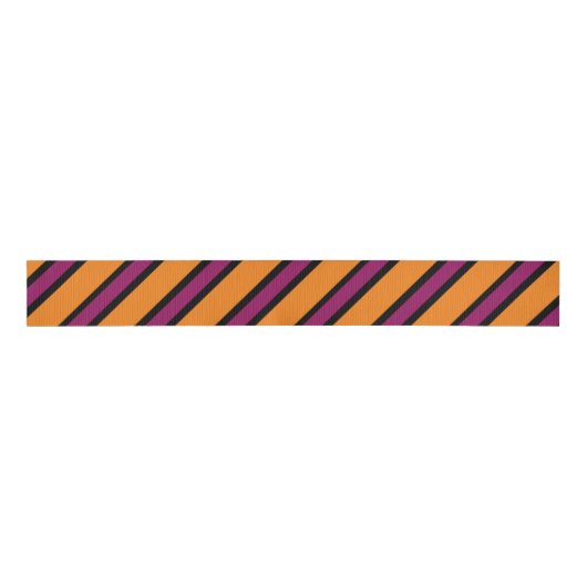 Sinaasappel, zwart en Paarse gestreept Grosgrain Lint (Voorkant)