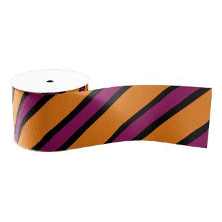 Sinaasappel, zwart en Paarse gestreept Grosgrain Lint