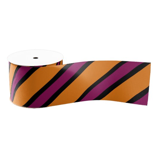 Sinaasappel, zwart en Paarse gestreept Grosgrain Lint (Spoel)