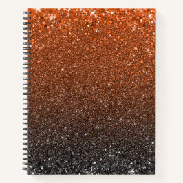 Sinaasappel, zwart en wit Ombre Glitter Notitieboek