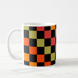 Sinaasappel Zwart geruit Gingham Pattern Koffiemok