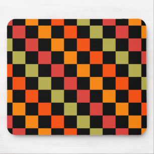 Sinaasappel Zwart geruit Gingham Pattern Muismat