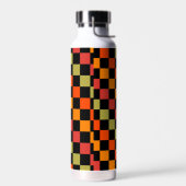 Sinaasappel Zwart geruit Gingham Pattern Waterfles (Links)