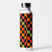 Sinaasappel Zwart geruit Gingham Pattern Waterfles (Rechts)