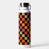 Sinaasappel Zwart geruit Gingham Pattern Waterfles (Achterkant)