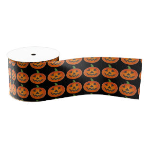 Sinaasappel Zwart Halloween Pompoen Jack o' Lanter Grosgrain Lint