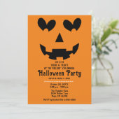 Sinaasappel & Zwart Happy Heart Pompoen Halloween Kaart (Staand voorkant)