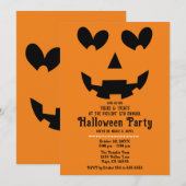 Sinaasappel & Zwart Happy Heart Pompoen Halloween Kaart (Voorkant / Achterkant)