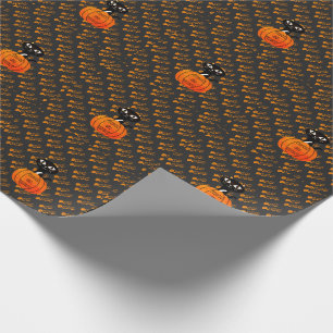 Sinaasappel Zwart Kat Pompoen Trick or treat Hallo Cadeaupapier