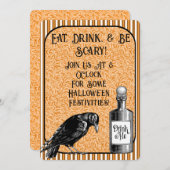 Sinaasappel Zwart Kraai Raven Halloween Kaart (Voorkant / Achterkant)