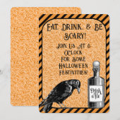 Sinaasappel Zwart Kraai Raven Halloween Kaart (Voorkant / Achterkant)