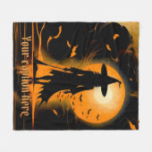 Sinaasappel, zwart, silhouet heks, aangepaste bijs fleece deken (Voorkant (Horizontaal))