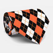 Sinaasappel Zwart Wit Argyle Diamond Design Stropdas (Opgerold)