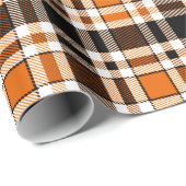 Sinaasappel Zwart Wit Flanel Tartan Pattern Design Cadeaupapier (Rol Hoek)