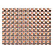 Sinaasappel Zwart Wit Geruit Fleur-de-lis Design Tafelkleed (Voorkant (Horizontaal))