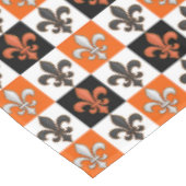 Sinaasappel Zwart Wit Geruit Fleur-de-lis Design Tafelkleed (Gekanteld)