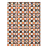 Sinaasappel Zwart Wit Geruit Fleur-de-lis Design Tafelkleed (Voorkant)