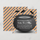 Sinaasappel/Zwarte Waterkoker - Halloween Uitnodig Kaart (Voorkant / Achterkant)