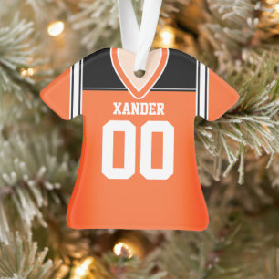 Sinaasappel/Zwarte/Witte Football Jersey Ornament