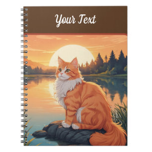 Sinaasappelachtige kat bij het meer notitieboek