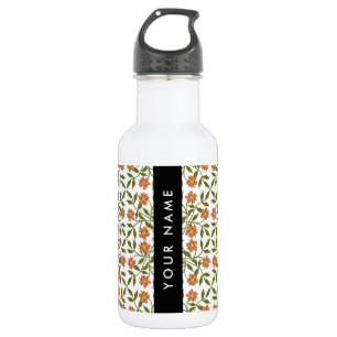 Sinaasappelbloemen, bloempatroon, Boho, Uw naam Waterfles