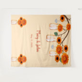 Sinaasappelbloemen Mason Potten Foto Achtergrond Wandkleed (Voorkant (horizontaal))