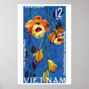 Sinaasappelbloemen Postzegelprint Vintage Poster