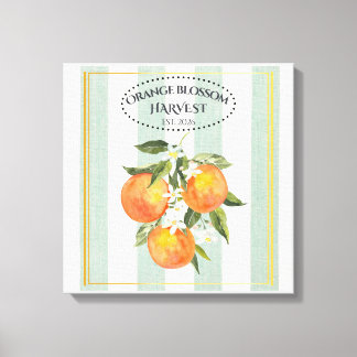Sinaasappelbloesem - Mediterraan Citrus Label Canvas Afdruk