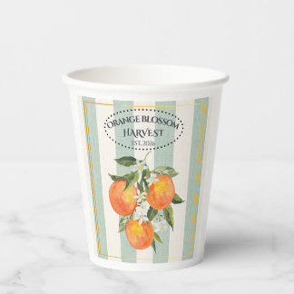 Sinaasappelbloesem - Mediterraan Citrus Label Papieren Bekers