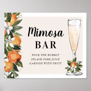 Sinaasappelbloesem Mimosa Bar Bruiloftsbad Teken Poster