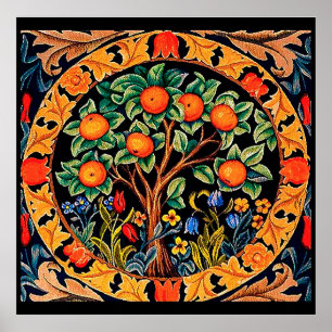 SINAASAPPELBOOM MET GROENE BLADEREN, BLOEMEN POSTER