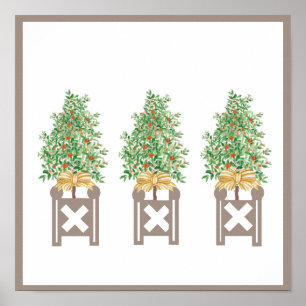 Sinaasappelboom Topiary Beige Chinoiserie kunstpr Poster