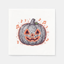 Sinaasappeldisco pompoen Halloween papieren servet