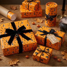 Sinaasappelen Halloween-cadeauverpakkings papier m
