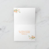 Sinaasappelgroene witte bloemige bedankkaart (Binnen)