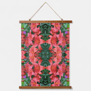 Sinaasappelkleurige lelies bloem natuur kunst hangend wandkleed