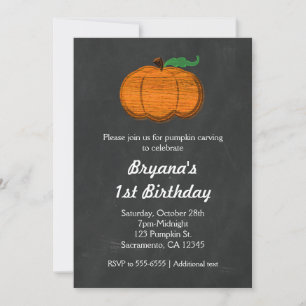 Sinaasappelpom schoolbord Halloween uitnodigingen
