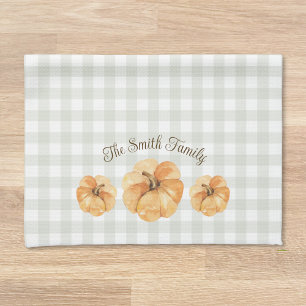 Sinaasappelpompoenen Thanksgiving Familie Naam Theedoek