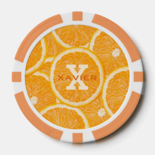 Sinaasappels aangepaste monogram pokerchips