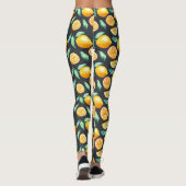 Sinaasappels Citroenen Groene Bladeren Zwart Leggings (Achterkant)