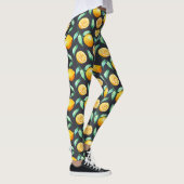 Sinaasappels Citroenen Groene Bladeren Zwart Leggings (Rechts)