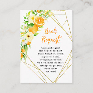 Sinaasappels Citrus Baby Shower Boek Verzoek Informatiekaartje