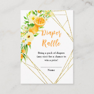 Sinaasappels Citrus Baby Shower Luiers Raffle Informatiekaartje