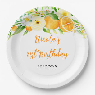 Sinaasappels Citrus Baby Shower Papieren Bordje