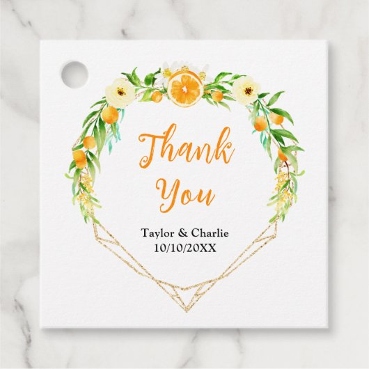 Sinaasappels Citrus bruiloft Dank u Bedankjes Labels (Voorkant)