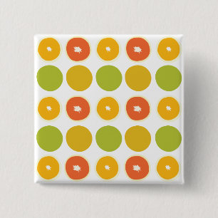 Sinaasappels Citrus Vruchten Voedsel Patroon Vierkante Button 5,1 Cm