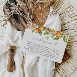 Sinaasappels Citrus Zomer Wishing Well Baby shower Informatiekaartje