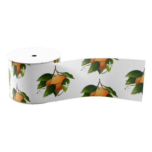 Sinaasappels Citrusvruchten Bloemen Botanische tui Grosgrain Lint (Spoel)