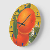 Sinaasappels  Crate Art lue Numbers BWall-klok Grote Klok (Hoek)