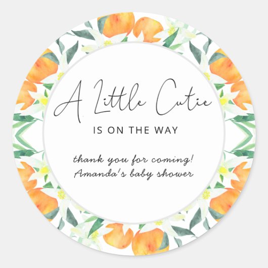 Sinaasappels dank u ronde sticker (Voorkant)